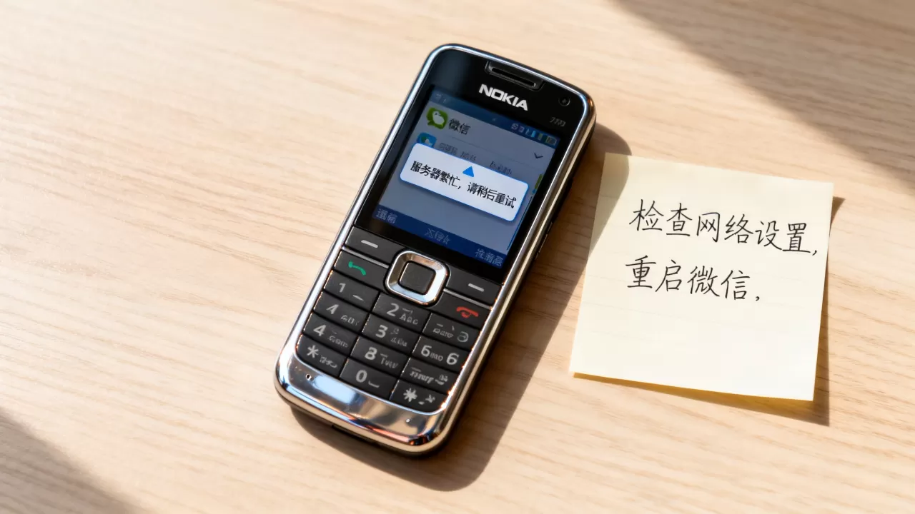 诺基亚e72微信为什么一直显示服务器繁忙，怎么办？