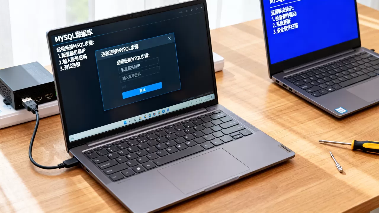 如何远程连接MySQL数据库服务器？，蓝屏怎么解决