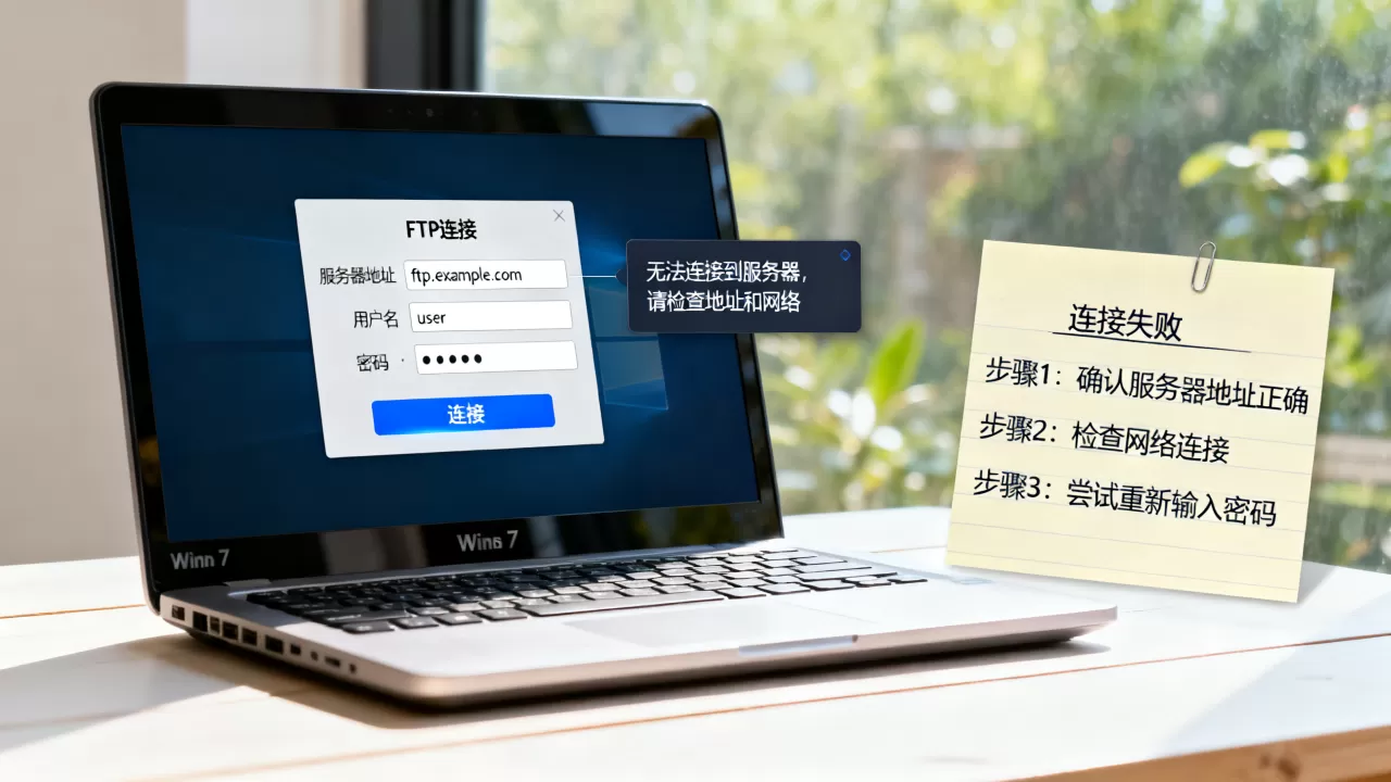 Win7如何连接FTP服务器？，连接不上怎么解决