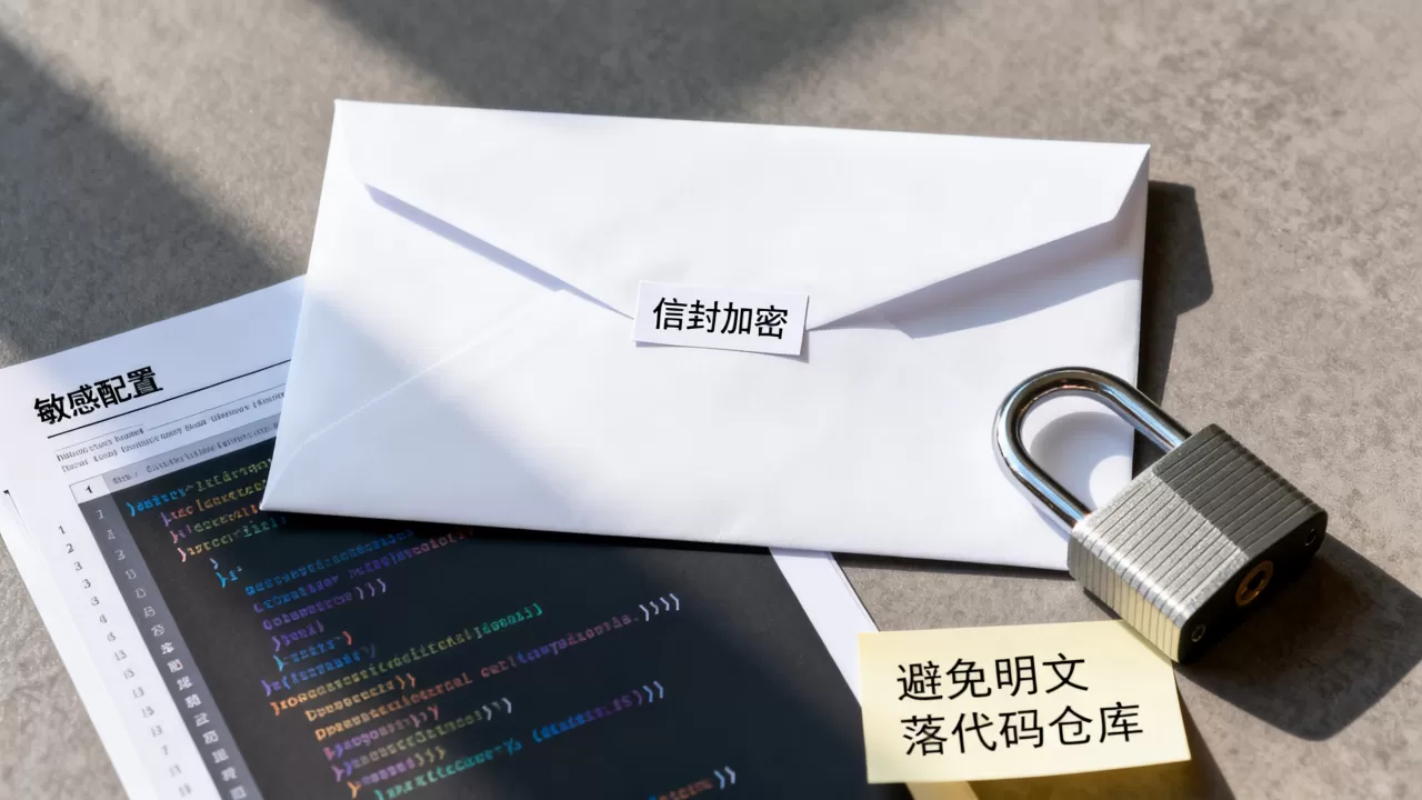 信封加密如何避免敏感配置明文落代码仓库,有哪些方法? 信封加密如何避免敏感配置明文落代码仓库,有哪些方法?