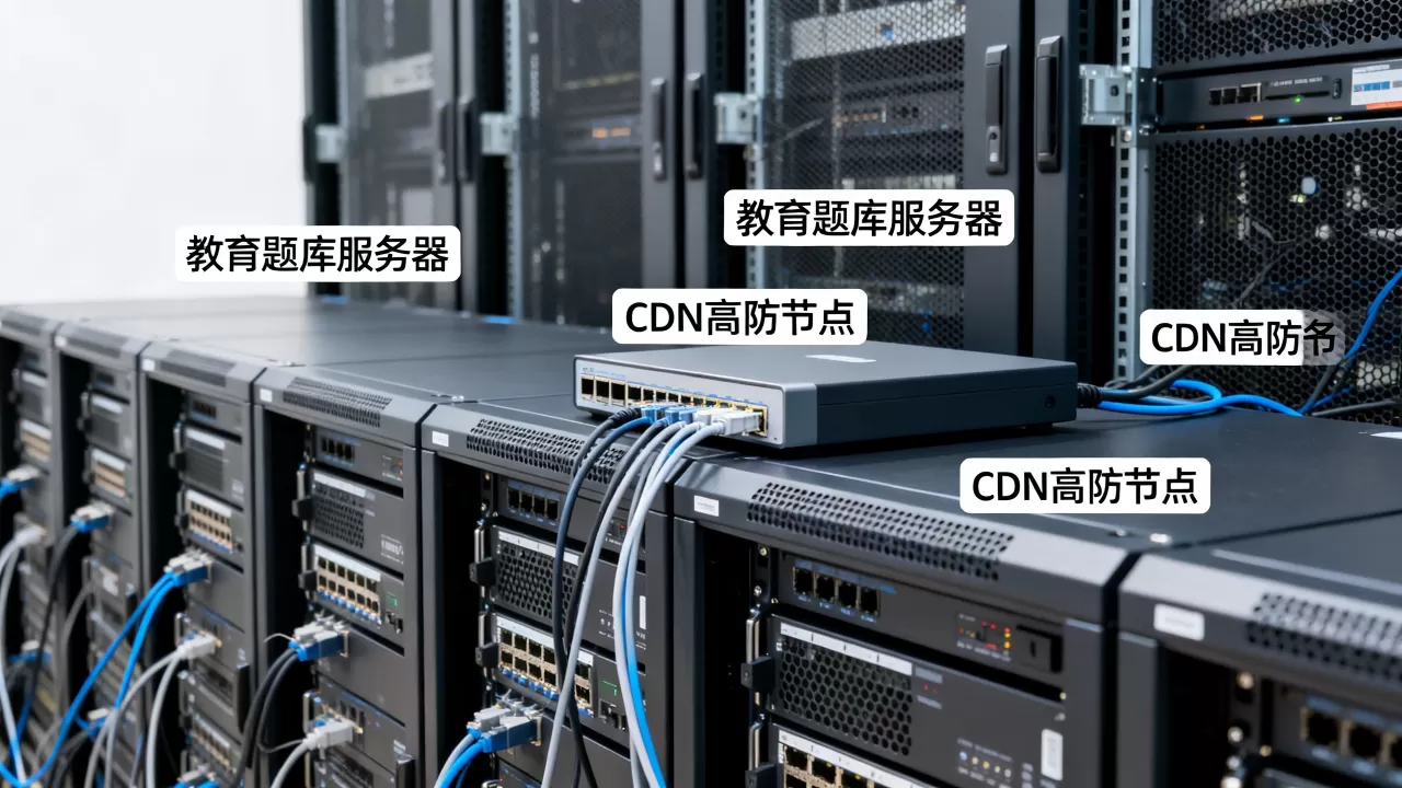 教育题库高并发服务器CDN高防如何协同，配置方案是什么？