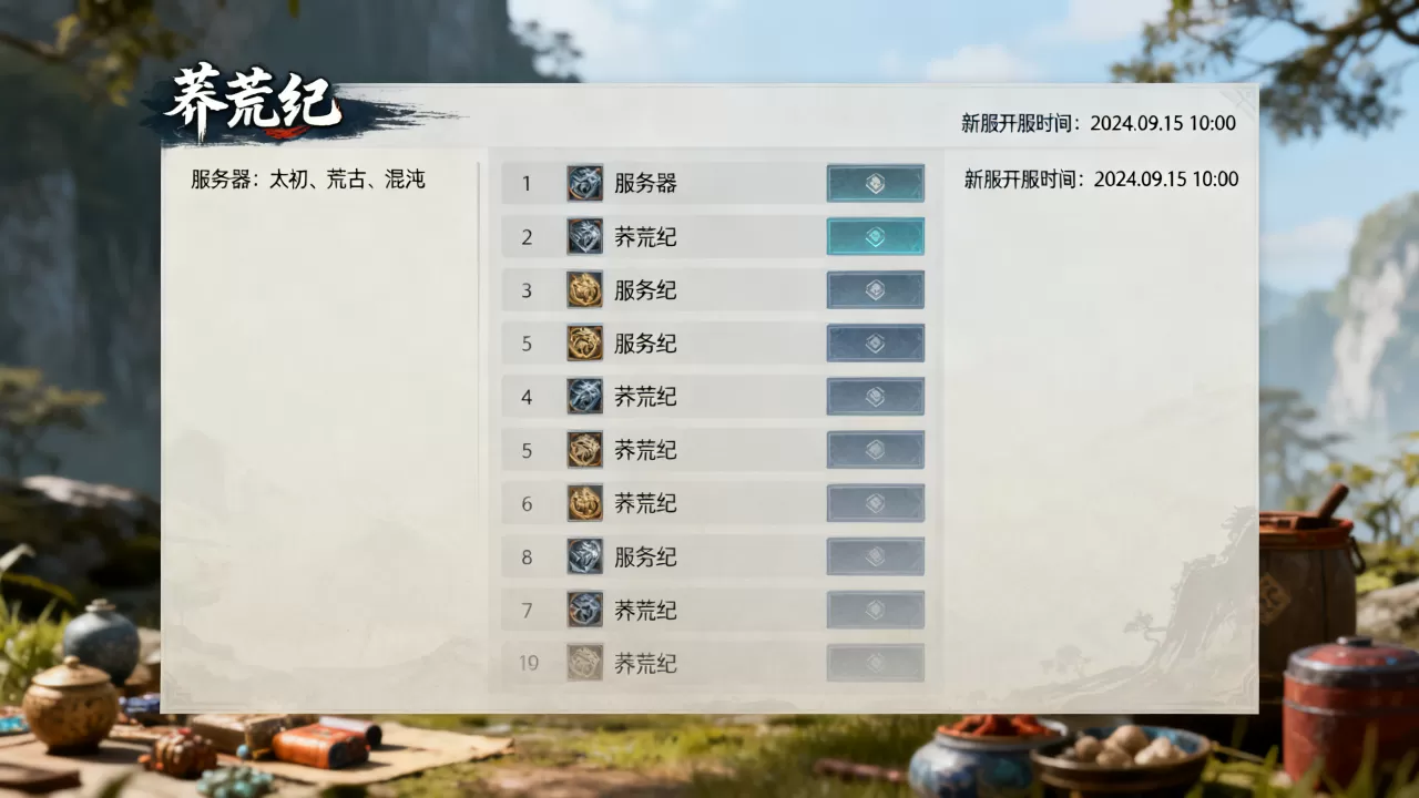 莽荒纪有哪些服务器可以选择,哪个新服开服时间好