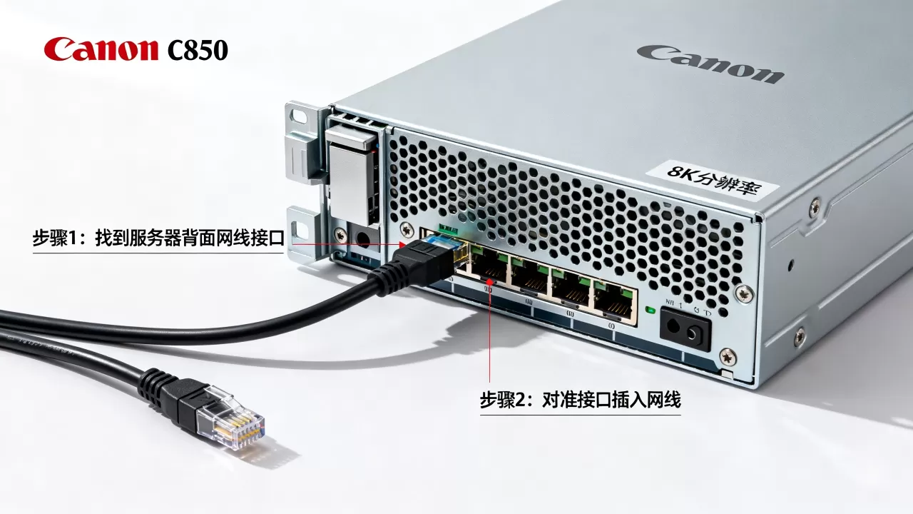佳能c850服务器网线怎么插?,网线接口位置图解 佳能c850服务器网线怎么插?,网线接口位置图解