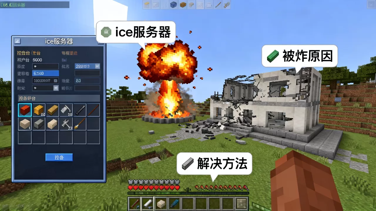 我的世界ice服务器为何被炸？，怎么解决
