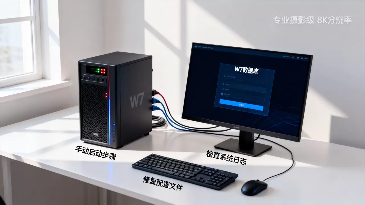 W7数据库服务器如何手动启动？,启动失败原因及修复方法